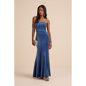 Lulus Maren Slate Blue Velvet Strapless Mermaid Maxi Dress - Size S